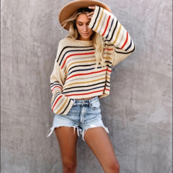 Winter Must Have:Rainbow Striped Oversized Sweater - Picture 5 of 16